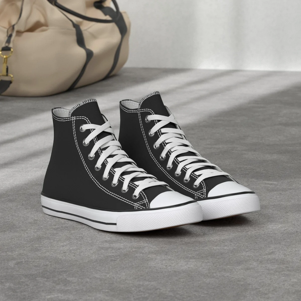 ZGR Classic High Top Canvas Sneaker in Black, worn