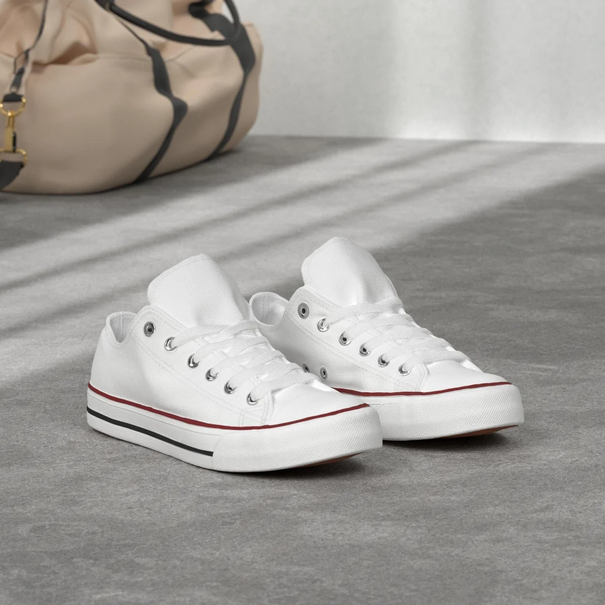 ZGR Classic Low Top Canvas Sneaker in White, worn