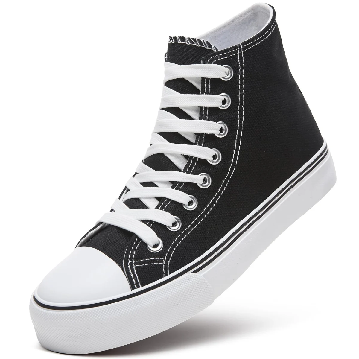 ZGR Padded Toe High Top Canvas Sneaker in Black