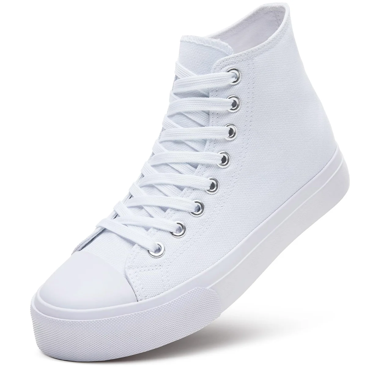 ZGR Padded Toe High Top Canvas Sneaker in Natural White
