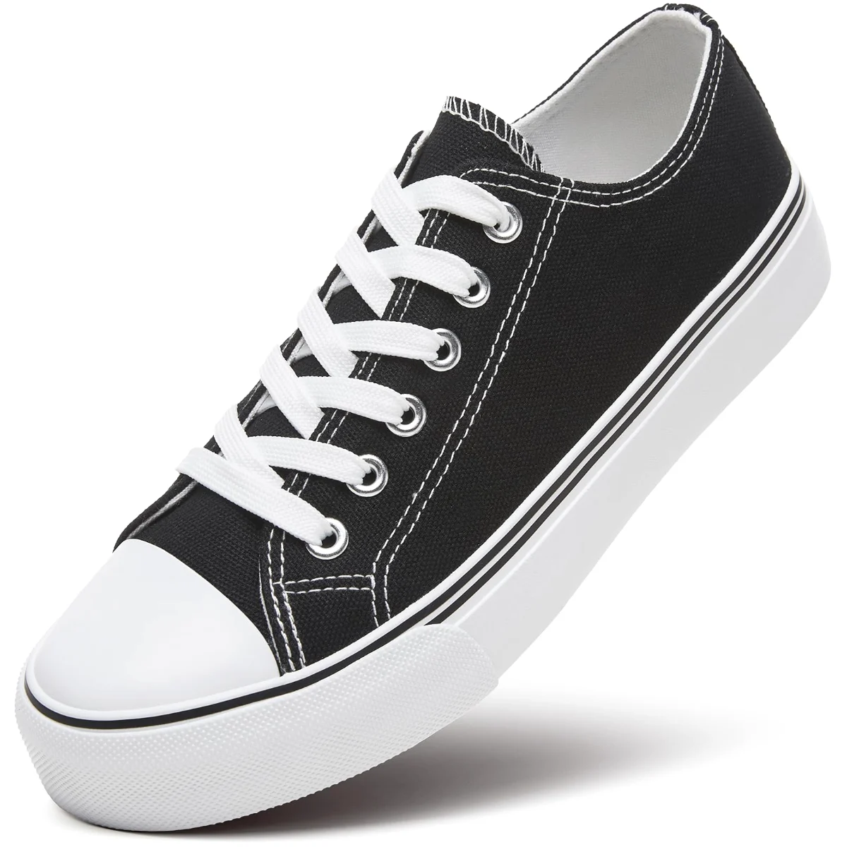ZGR Padded Toe Low Top Canvas Sneaker in Black